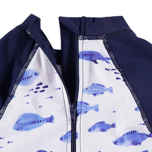 Anti-UV playsuit met motief met vissen "all-over" 