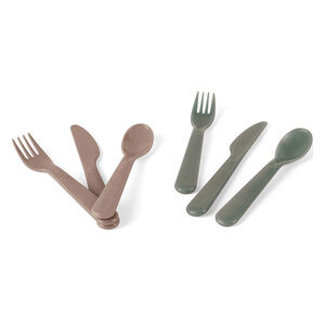 Set van 6 bestekstukken Tiny Bioplastic – Olijf/Mokka 