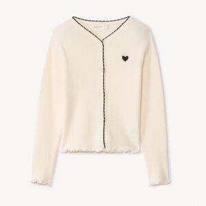 Gilet en tricot côtelé avec patch cœur pour fille 