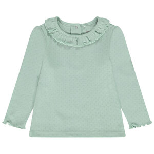 Lange mouwen T-shirt in Pointelle mesh voor baby meisjes 