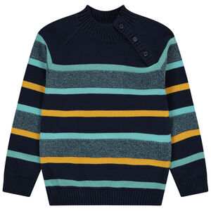 Pull en tricot à rayures avec col montant pour garçon 