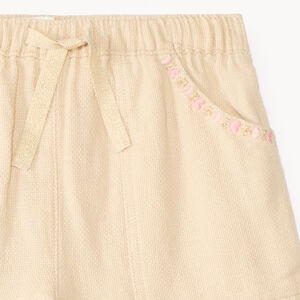 Short en toile broderie cœur pour bébé fille 