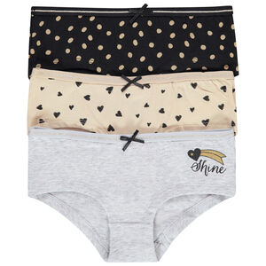 Lot de 3 shorties en coton à imprimés fantaisie pour enfant fille 