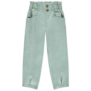 Vloeiende broek van stof met elastische taille meisjes 