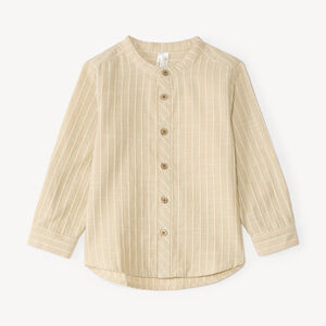 Chemise bébé garçon manches longues col mao en toile à rayures 