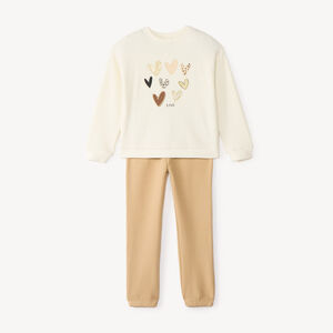 Joggingbroekset meisje met hartprint 