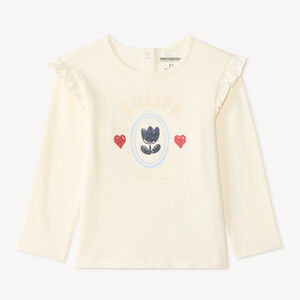 T-shirt bébé manches longues volantées et print tulipe 