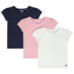 Set van 3 effen T-shirts met korte mouwen voor meisjes 