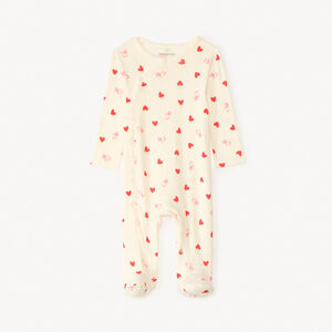 Dors-bien en maille pointel avec imprimé cœur pour bébé fille (ouvertures différentes selon l'âge) 