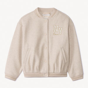 Veste manches longues à col teddy en feutrine pour fille 