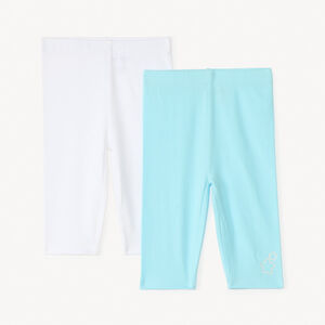 Set van 2 effen capri's met gouden bloemen voor meisjes. 