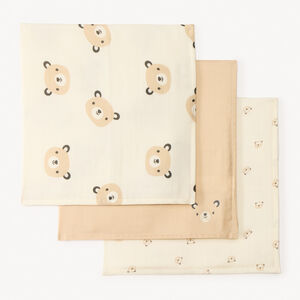 Set van 3 biologische katoenen hydrofiele doeken met berenmotief voor baby's 