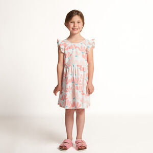 Robe manches courtes imprimée à dos nu pour fille 