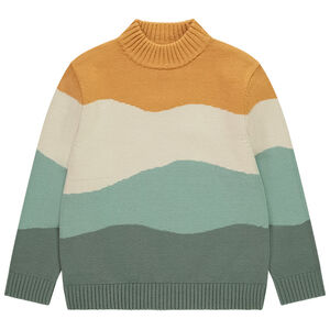 Pull col montant en tricot motif montagne garçon 