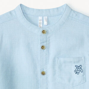 Korte mouwen Mao-kragen blouse met dierenbroderie voor babyjongen 