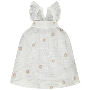 Tunika zonder mouwen van gaas met bloemenborduursels voor meisjes 