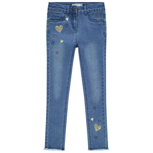 Jean skinny avec coeurs en sequins pour fille 