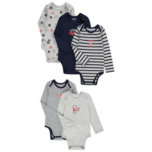 Set van 5 rompers met print “preschool academy” voor babyjongens 