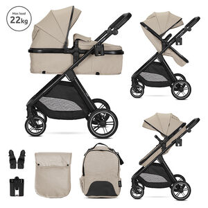 Poussette Aspen 2-en-1 avec Nacelle transformable Beige 
