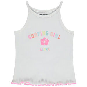 Geribde mouwloze top met meerkleurige borduurwerk en print voor meisjes 