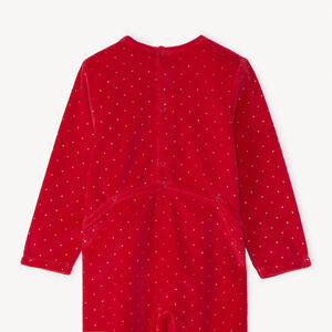 Pyjama in fluweel met geborduurde hertenpatch en glanzende stippenprint voor meisjes 