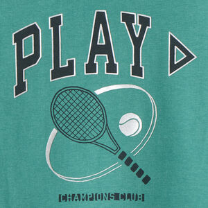 Sweatshirt fleece groen met tennisprint voor jongens 