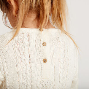 Jurk met lange mouwen en 2-in-1 effect in bi-materiaal, met fantasieprint voor meisjes 