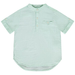 Korte mouwen effen hemd met tunisianekraag voor jongen 