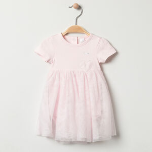 Robe de cérémonie manches courtes en tulle pailleté 
