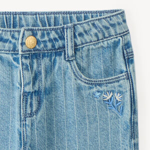 Rechthoekige jeans met bloemenborduurwerk voor babymeisjes 