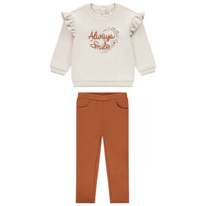 Ensemble Sweat fantaisie doublé en sherpa + jogging pour bébé fille 