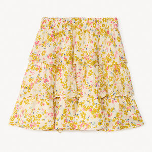 Jupe volantée effet froissé à imprimé fleuri pour fille 