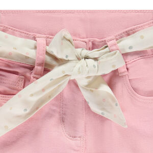 Jean slim uni avec ceinture foulard à nouer pour fille  