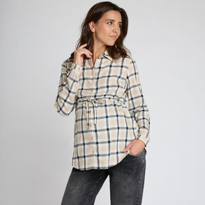 Chemise manches longues de grossesse à carreaux 