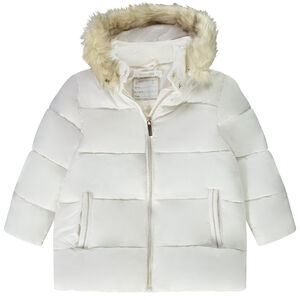 Lange donsjas met kap van stof voor meisjes 