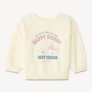 Sweat voor meisjes met oversized print van een hond en een kat 