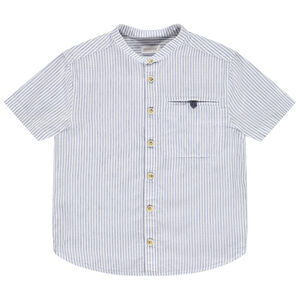 Korte mouwen gestreepte hemd met Mao-kraag voor jongen 