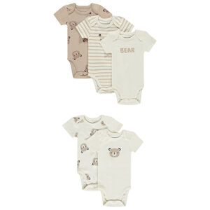Set van 5 bodies met korte mouwen en berenmotief voor baby