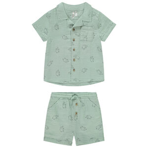 Set van 2 delen van katoenen gaas met olifantenprint voor babyjongen 