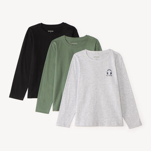 Lot de 3 t-shirts manches longues unis garçon 