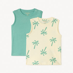 Set van 2 mouwloze shirts met palmprint voor babyjongen 