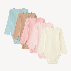 Set van 5 lange mouwen interlock rompertjes voor meisjes. 