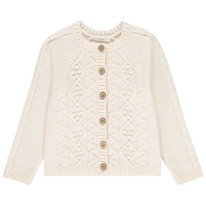 Gilet manches longues uni en tricot fantaisie pour fille  
