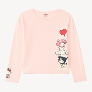 T-shirt fille manches longues oversize print Hello Kitty et ses amis 