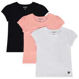 Lot de 3 t-shirts manches courtes print cœur pour fille 