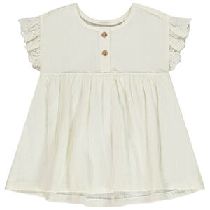 Tunique manches courtes brodées effet froissé pour bébé fille 