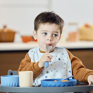 Coffret repas 3 pièces en silicone Origami  - Bleu 