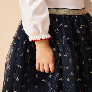 Robe de fête manches longues effet 2 en 1 bi-matière pour bébé fille 