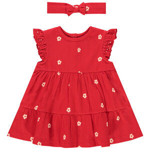 Robe effet froissé + bandeaux imprimé fleur pour bébé fille 