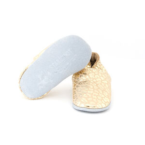 Chaussons souples 12-18M en cuir Babysoft Doré motif Léopard 